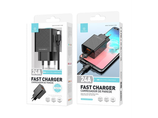 Techancy Carregador Usb 2.4A Preto TA2761-1