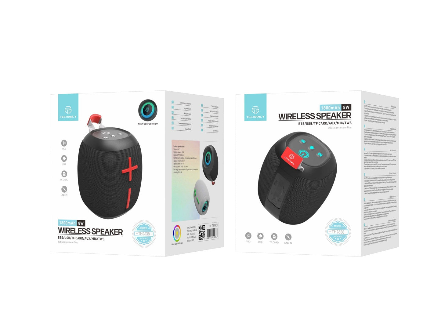 Techancy Altifalante Sem Fios Bluetooth Versão 5.3 TH2638-3