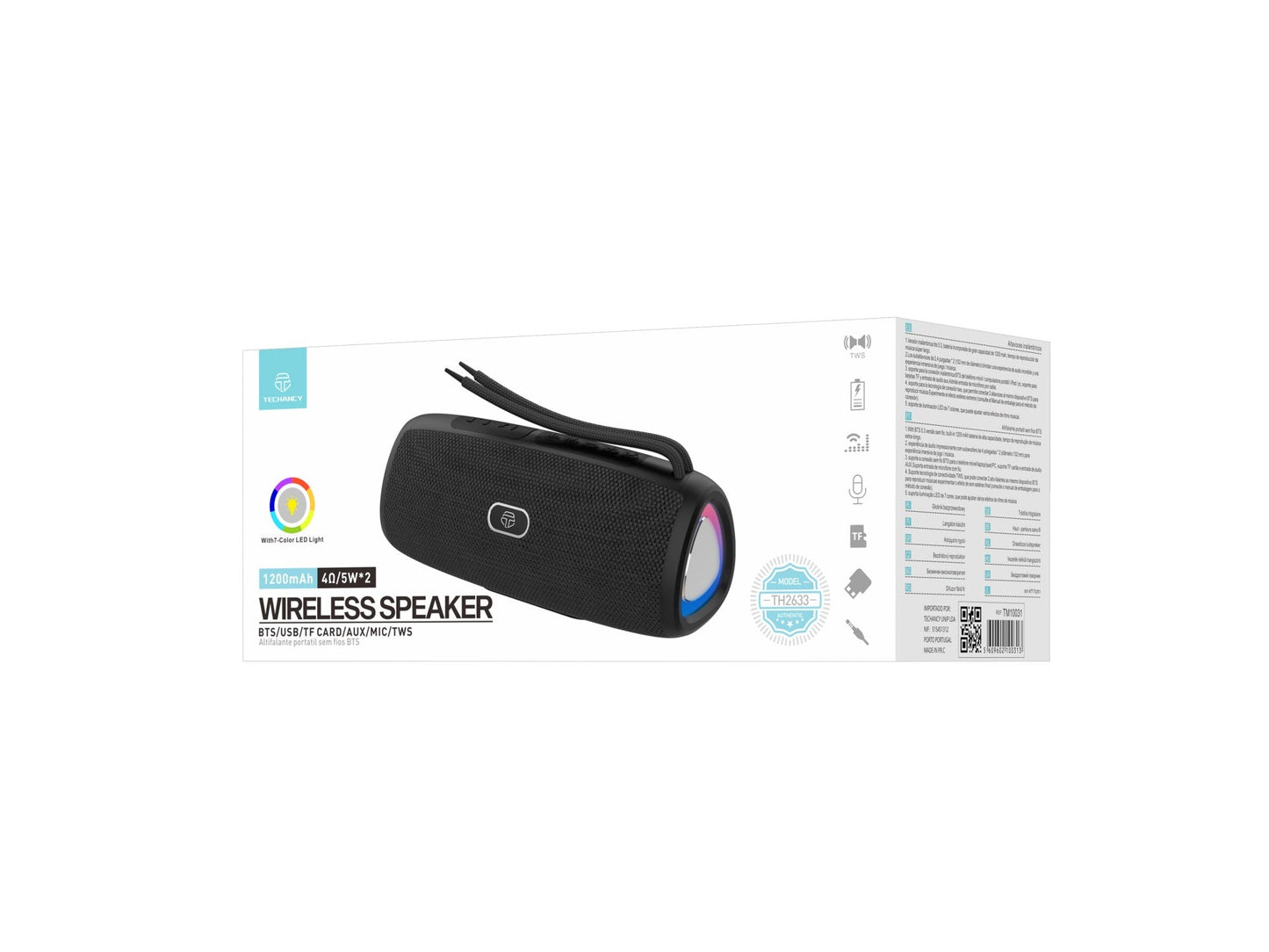 Techancy Altifalante Sem Fios Bluetooth Versão 5.3TH2633-1