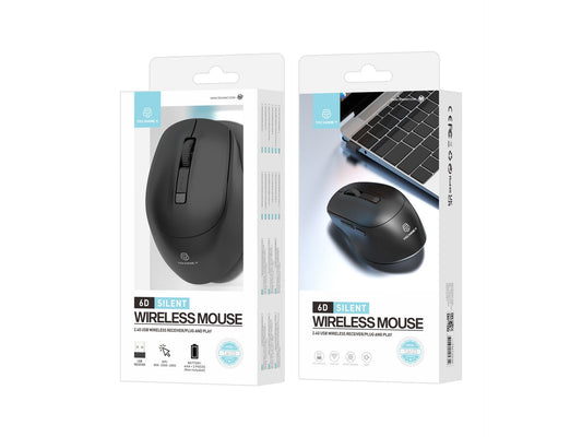 Techancy Rato Sem Fios 2.4g Preto TJ6123, Dpi Ajustável (800-1600) 6d Botões Silenciosos, Compatível Com Pc/Mac-1