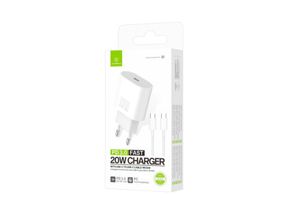 Techancy Carregador TA2824 PD3.0 20W com Cabo USB-C para USB-C -1