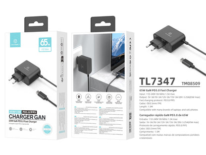Techancy Carregador Rápido GaN USB-C de 65W TL7347-3