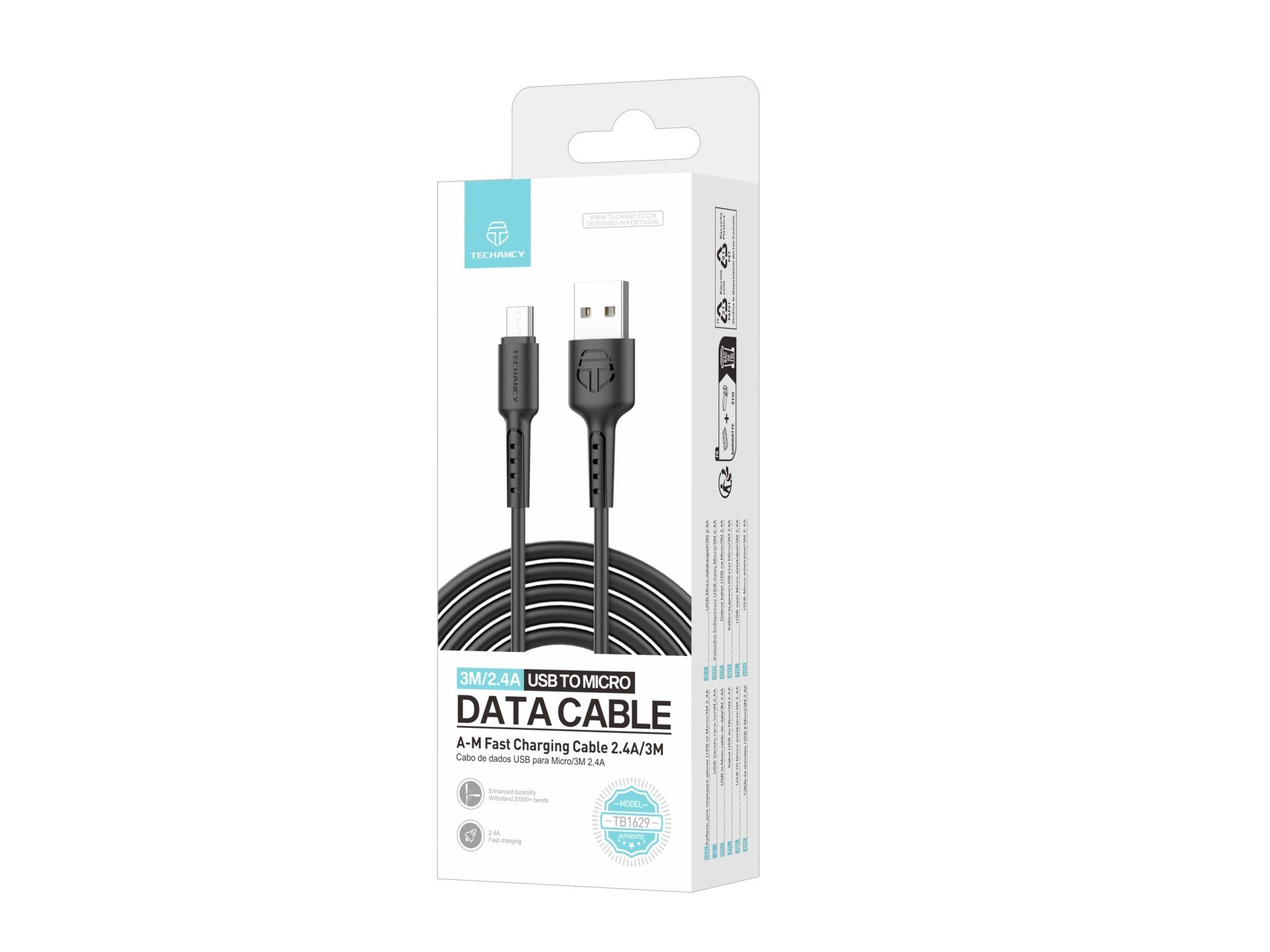 Techancy Cabo De Dados Micro-USB Preto TB1629-1