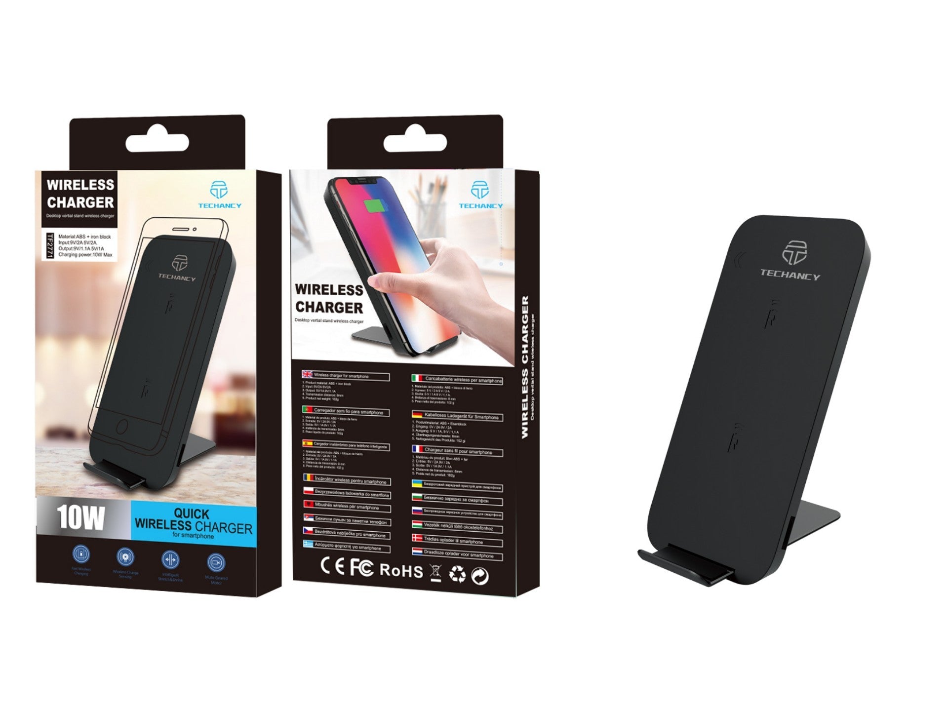 Carregador sem fios Techancy 10 W para telemóveis, TF2771-2