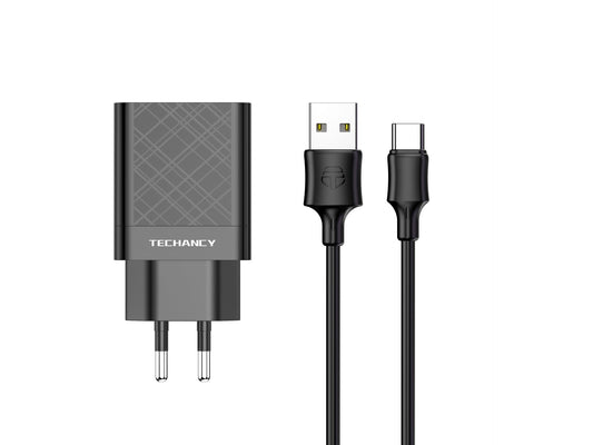 Techancy Carregador Usb 2.4A Preto TA2761-0