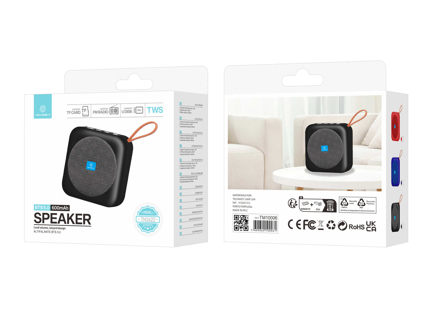 Techancy Altifalante Bluetooth Preto TH2622-2