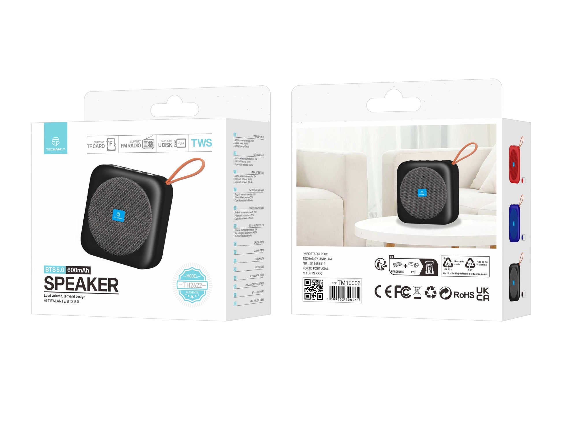 Techancy Altifalante Bluetooth Preto TH2622-2
