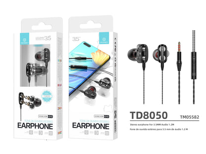 Techancy Auricular Com Fios Estéreo Premium TD8050 -2