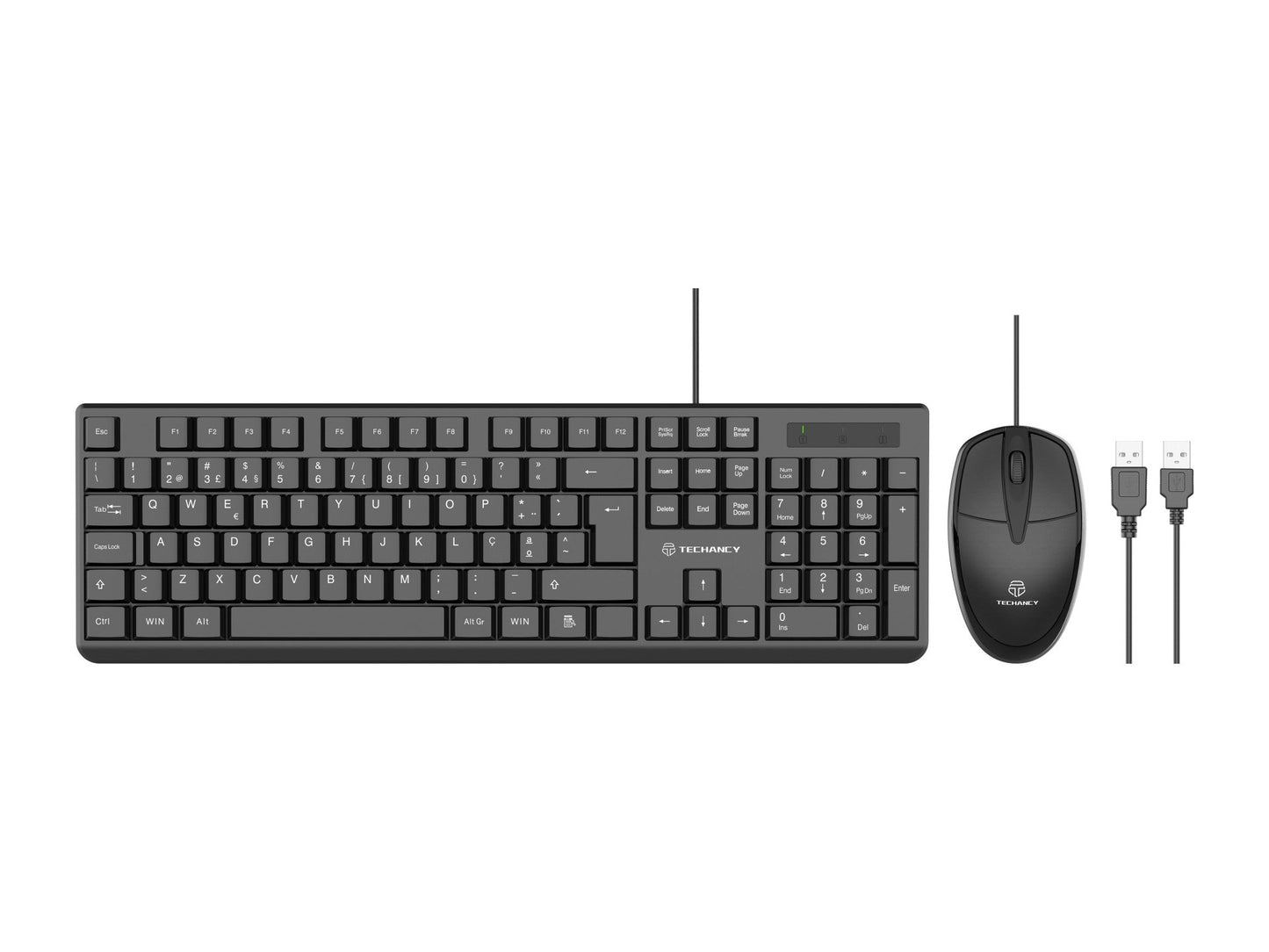 Techancy Conjunto De Teclado E Rato Com Fios Usb TK1270-0