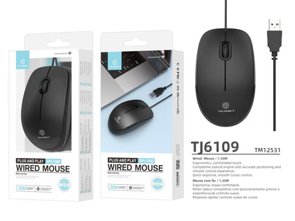 Techancy Rato Com Fios Usb Preto TJ6109-2