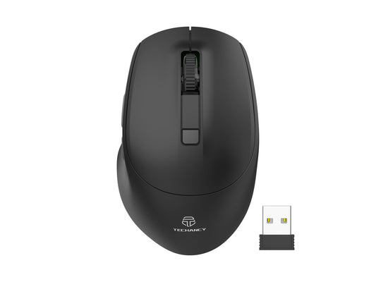 Techancy Rato Sem Fios 2.4g Preto TJ6123, Dpi Ajustável (800-1600) 6d Botões Silenciosos, Compatível Com Pc/Mac-0