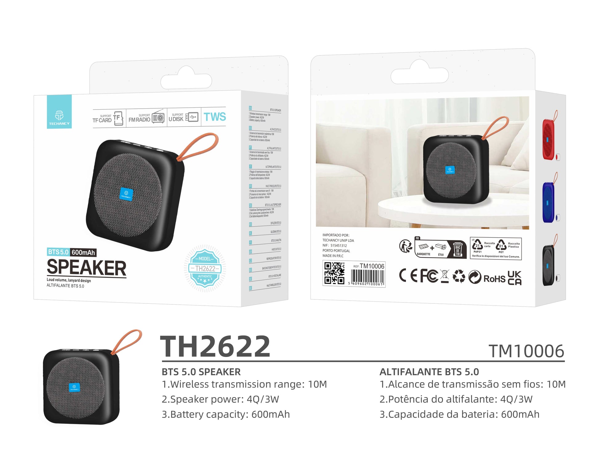 Techancy Altifalante Bluetooth Preto TH2622-3