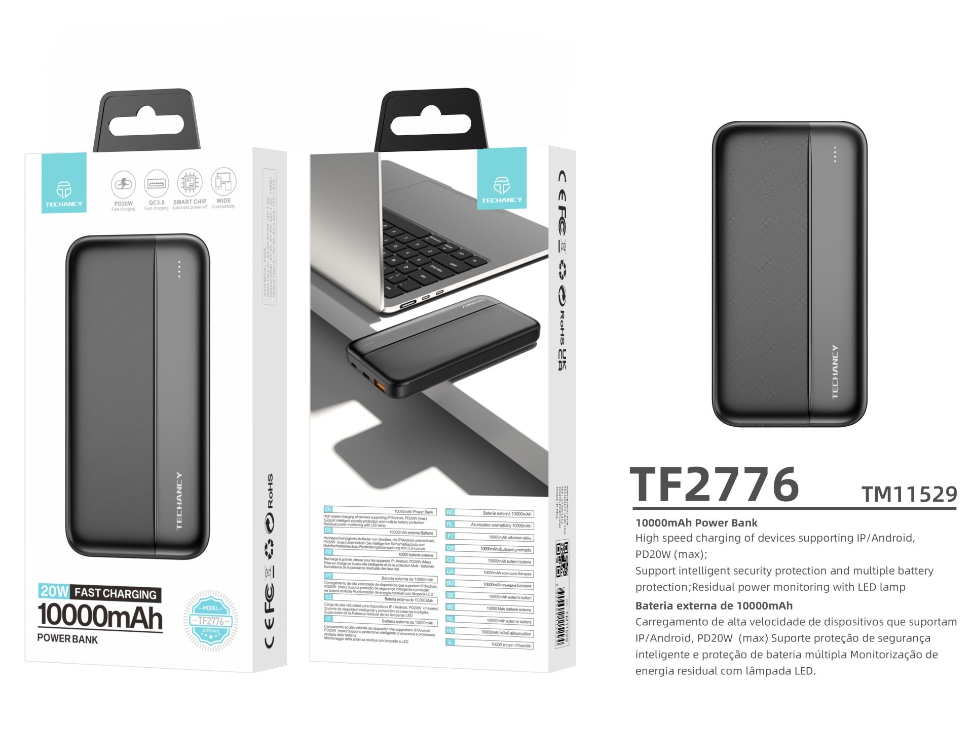 Techancy Power Bank 10000mah Preto TF2776-2