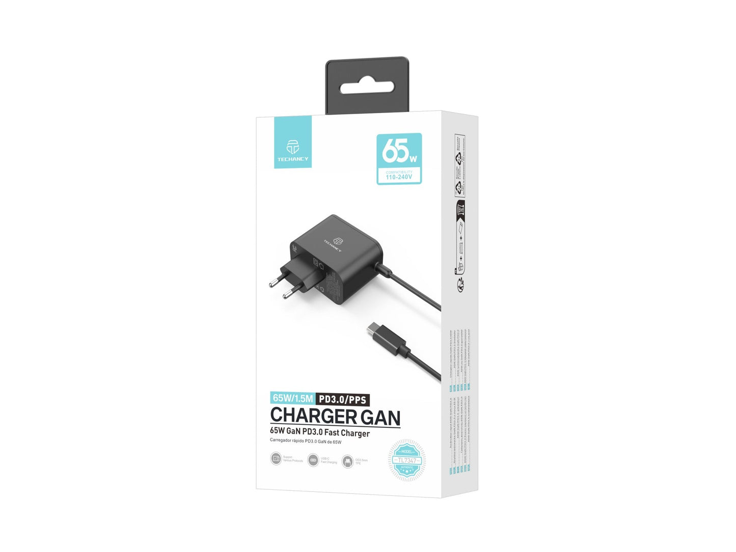 Techancy Carregador Rápido GaN USB-C de 65W TL7347-1