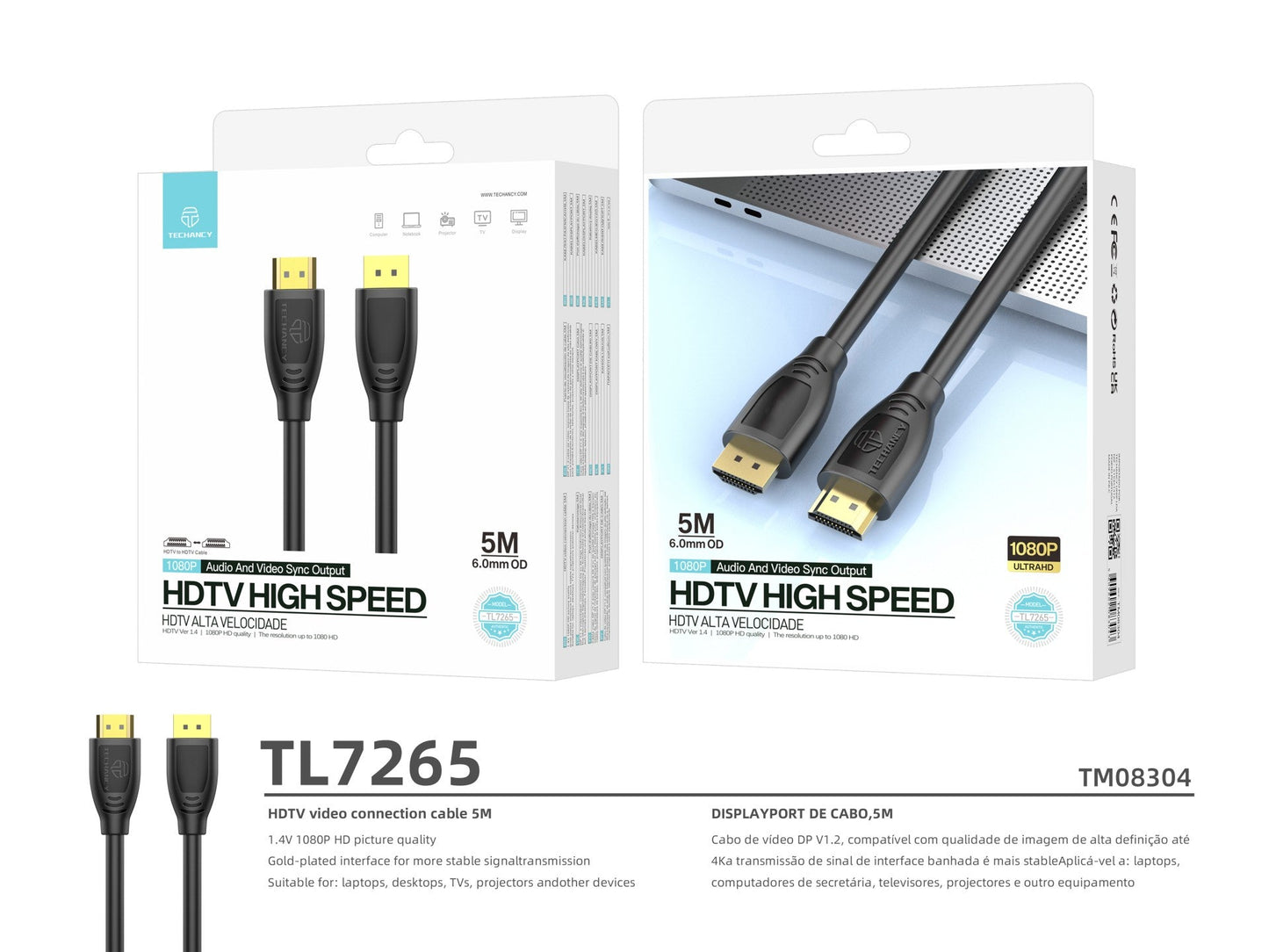 Techancy Cabo HDMI De Alta Velocidade  TL7265, 5m-3