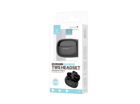 Techancy Auriculares Bluetooth TWS Wireless 5.4 KP2715 Microfone HD Toque inteligente USB C para Android iPhone Preto-3